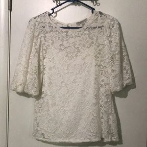 GREEN ENVELOPE-White Lace Blouse w/ Layered Tank
